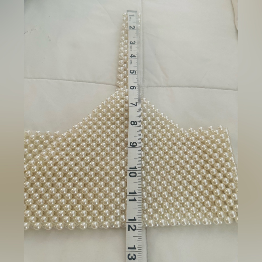 Chic Pearl-Studded White Crop Top - Picture 8 of 8